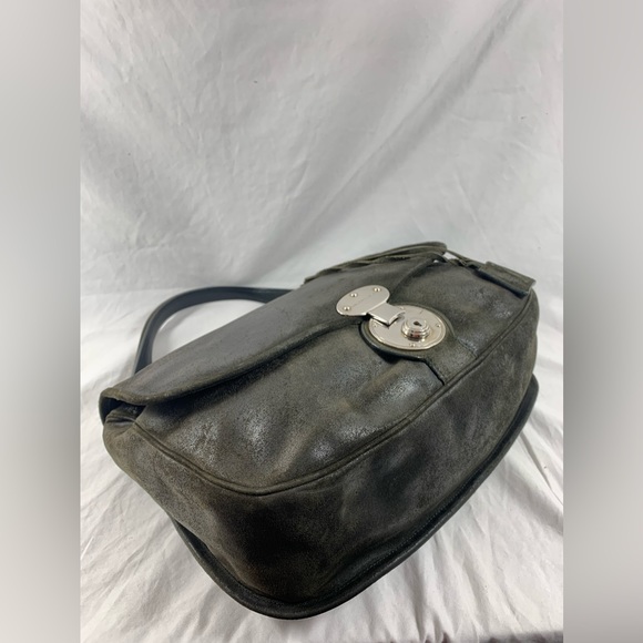 Genuine BALENCIAGA  Saddle work bag distressed dark green suede purse - Picture 15 of 16